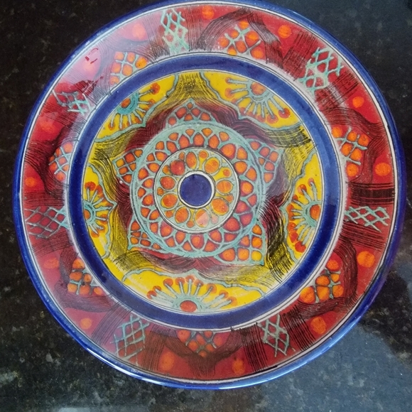 Santo Stefano Di Camastra Pottery Colorful Red Blue &Yellow 10.5" plate - Picture 4 of 9